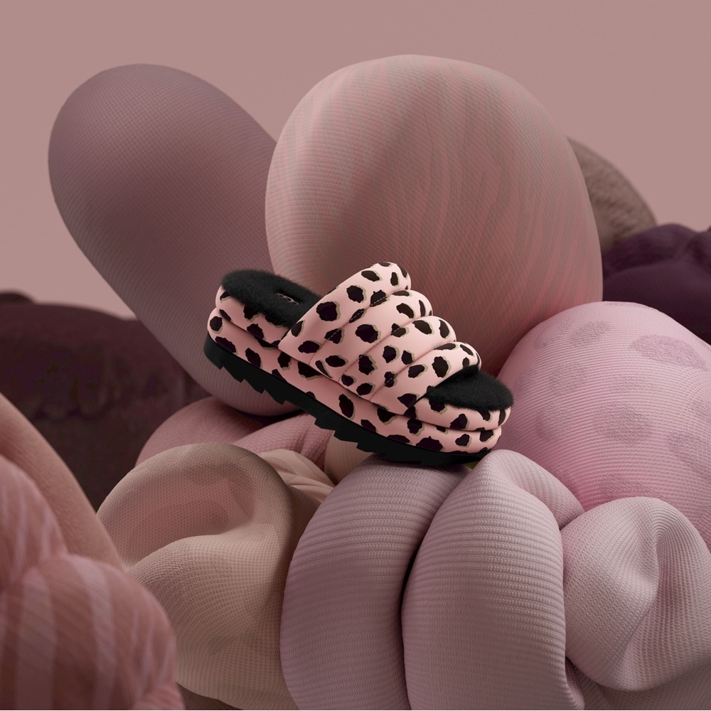 UGG Women Slides - Maxi Slide - Pink Cheetah Print